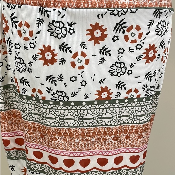 Red and Orange Ruched Wrap Maxi Skirt Resort Wear - Picture 4 of 4